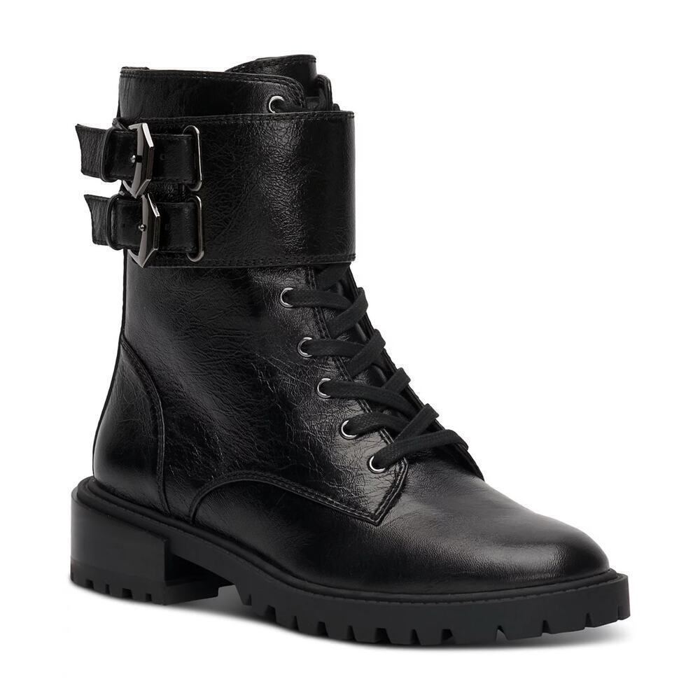Vince Camuto Fawdry Double Buckle Combat Booties Black Size 6